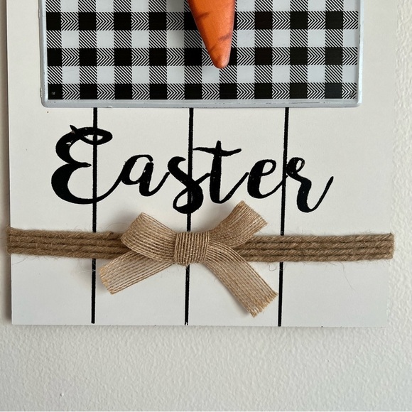 Happy Easter Sign Black and White Buffalo Check 9.5x18" New - Picture 4 of 5